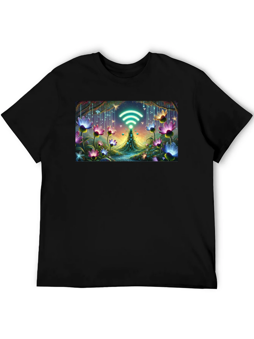 WiFi Fairy Garden Black T-Shirt product image 5