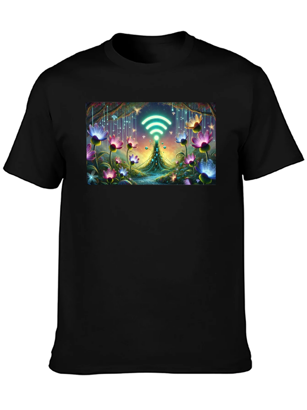 WiFi Fairy Garden Black T-Shirt product image 3