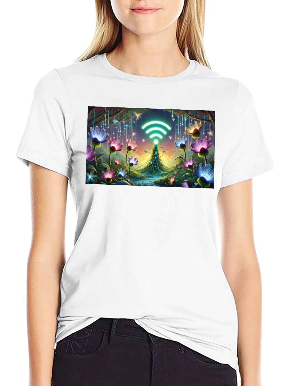 WiFi Fairy Garden Black T-Shirt product image 8