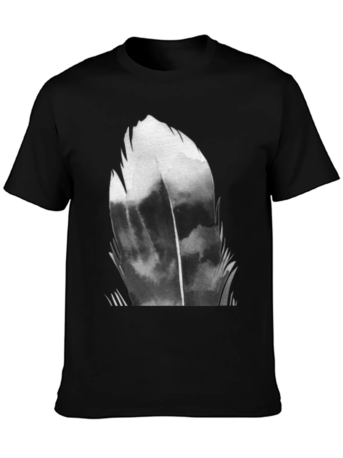 Abstract Feather Graphic Black T-Shirt product image 3