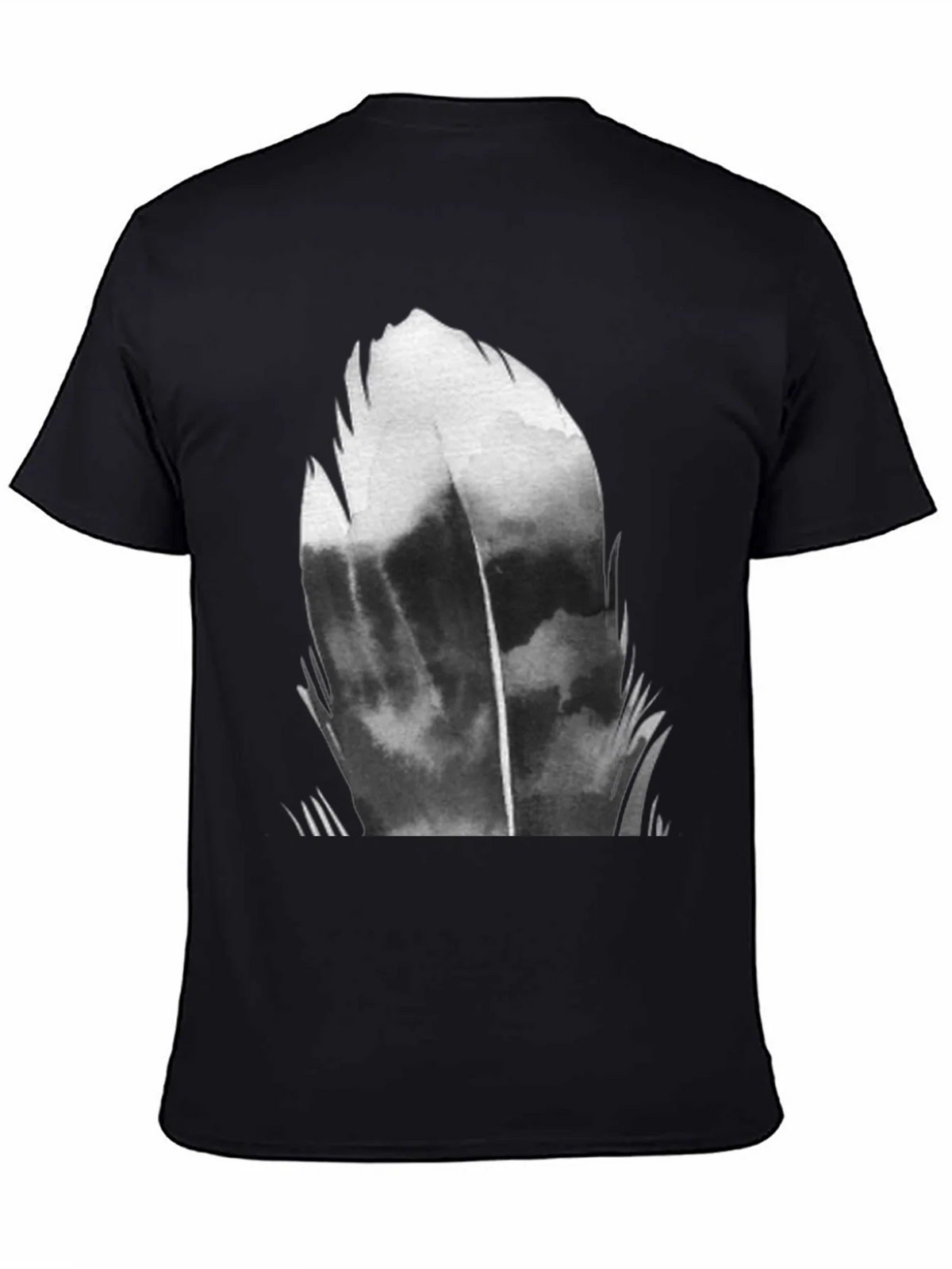 Abstract Feather Graphic Black T-Shirt product image 4