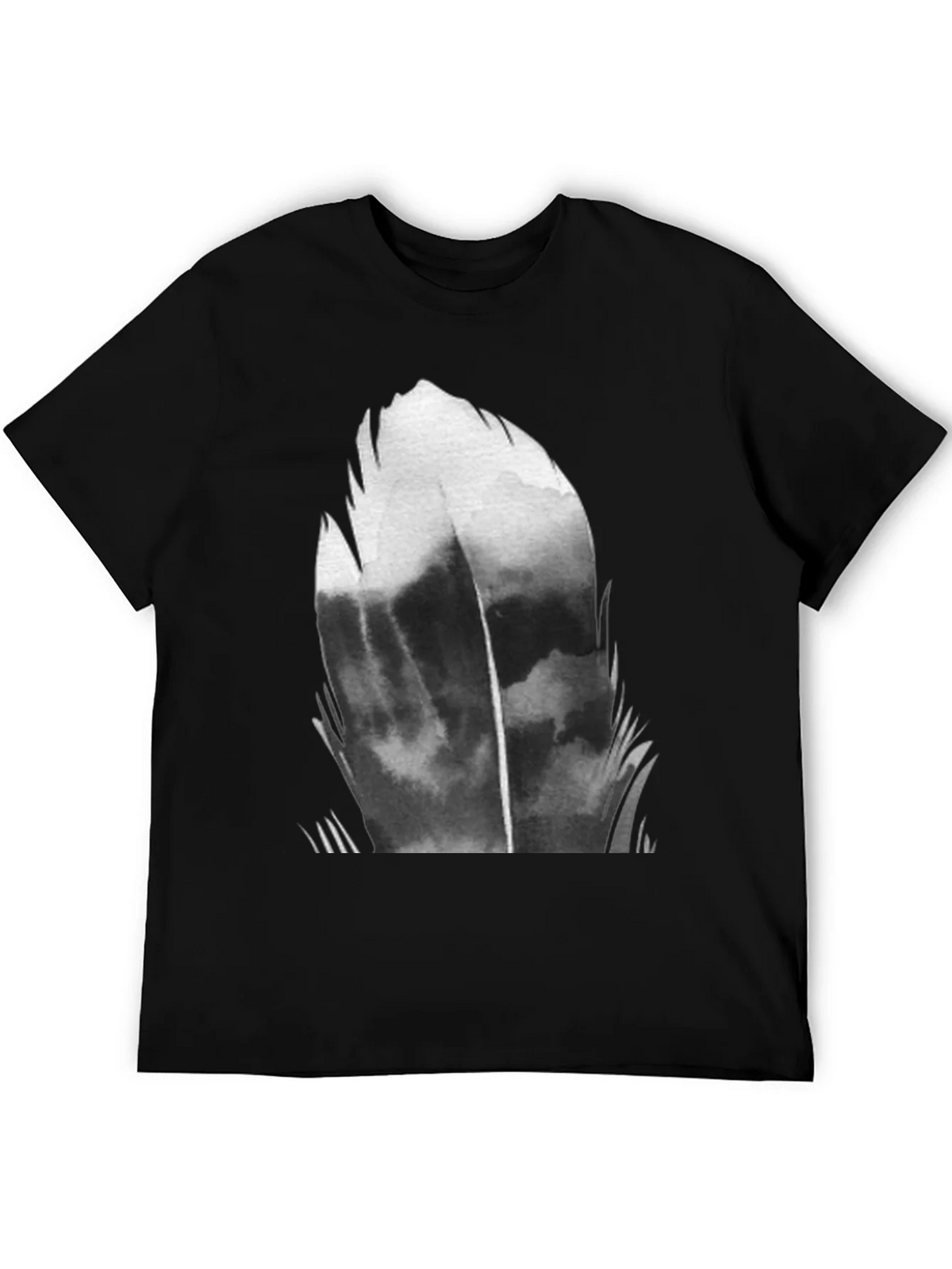 Abstract Feather Graphic Black T-Shirt product image 5