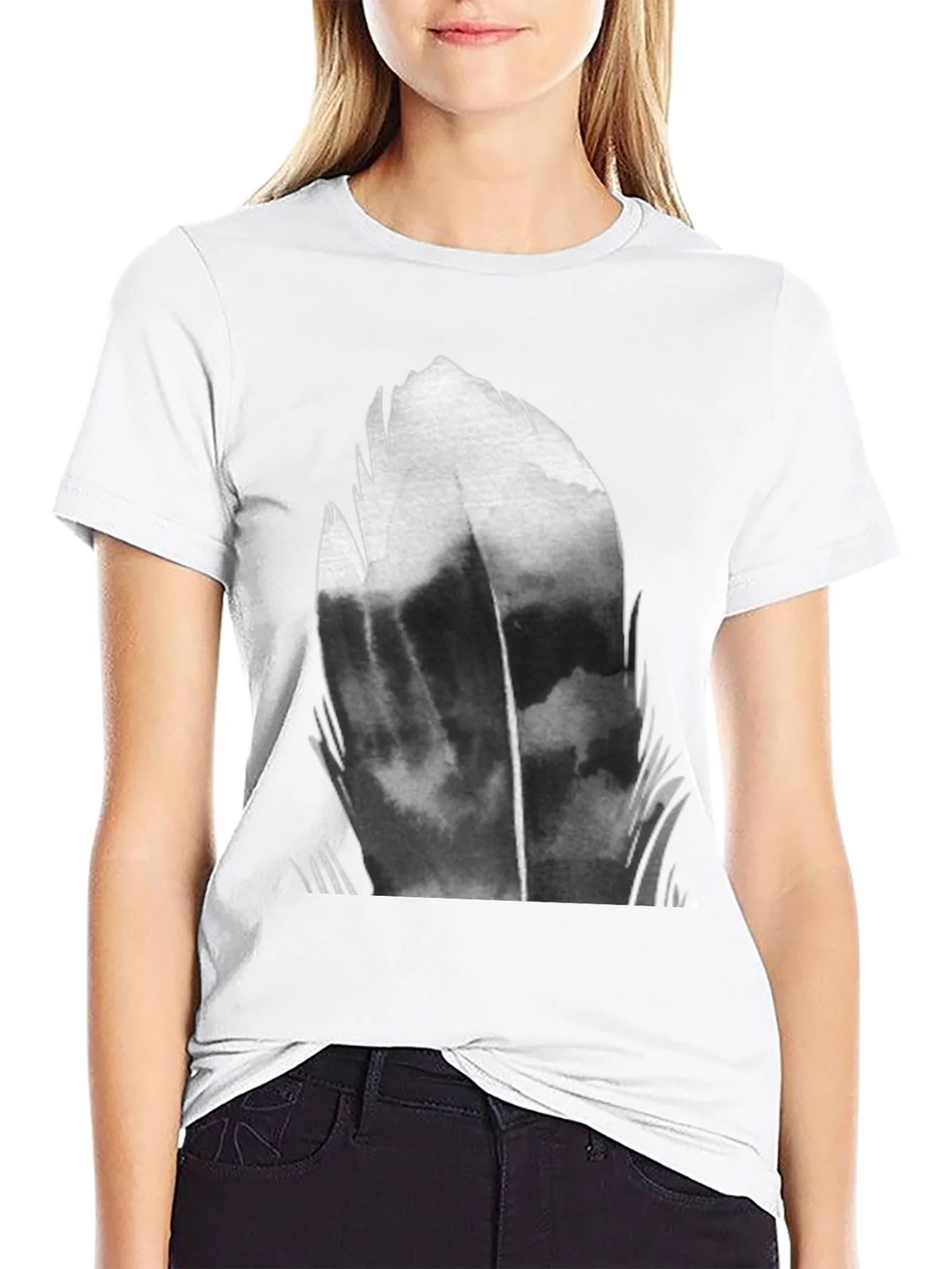 Abstract Feather Graphic Black T-Shirt product image 8
