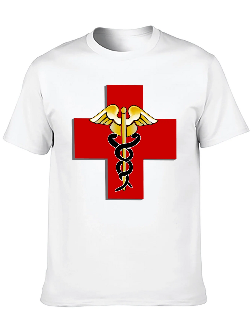 Medical Caduceus Red Cross Black T-Shirt product image 9