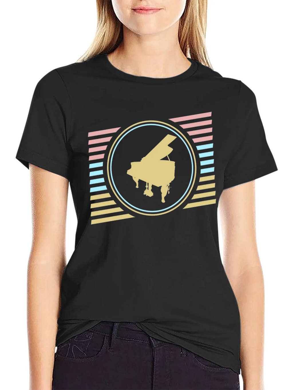 Retro Piano T-Shirt - Vintage Musical Style product image 2