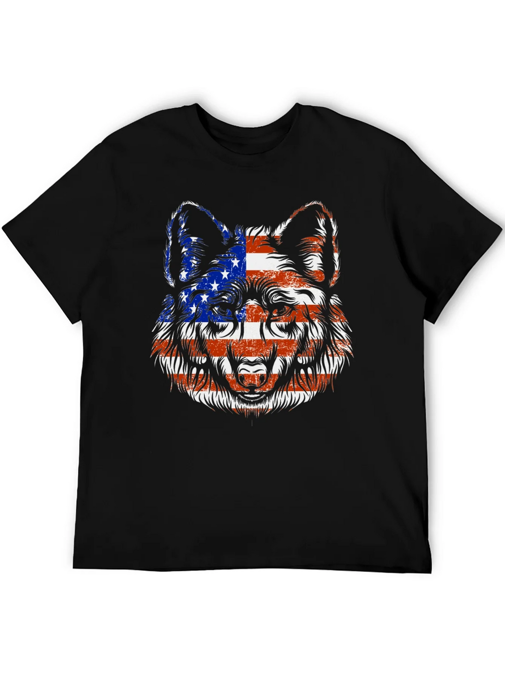 American Flag Wolf Graphic T-Shirt product image 2