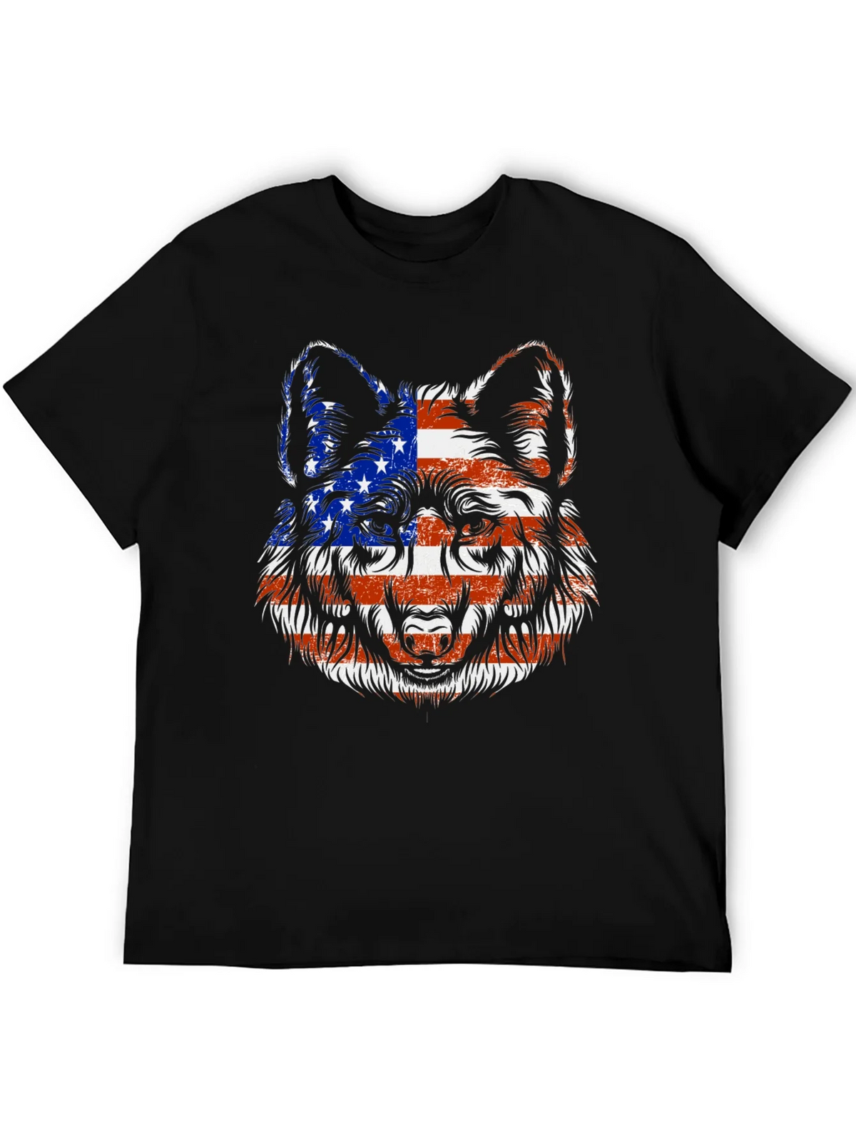 American Flag Wolf Graphic T-Shirt product image 2
