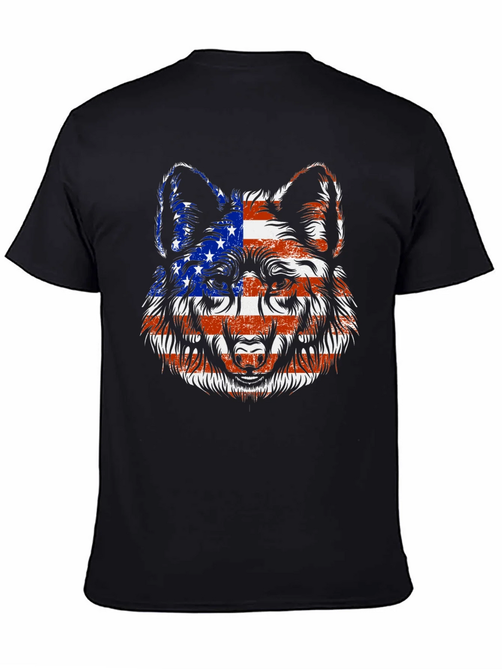 American Flag Wolf Graphic T-Shirt product image 1
