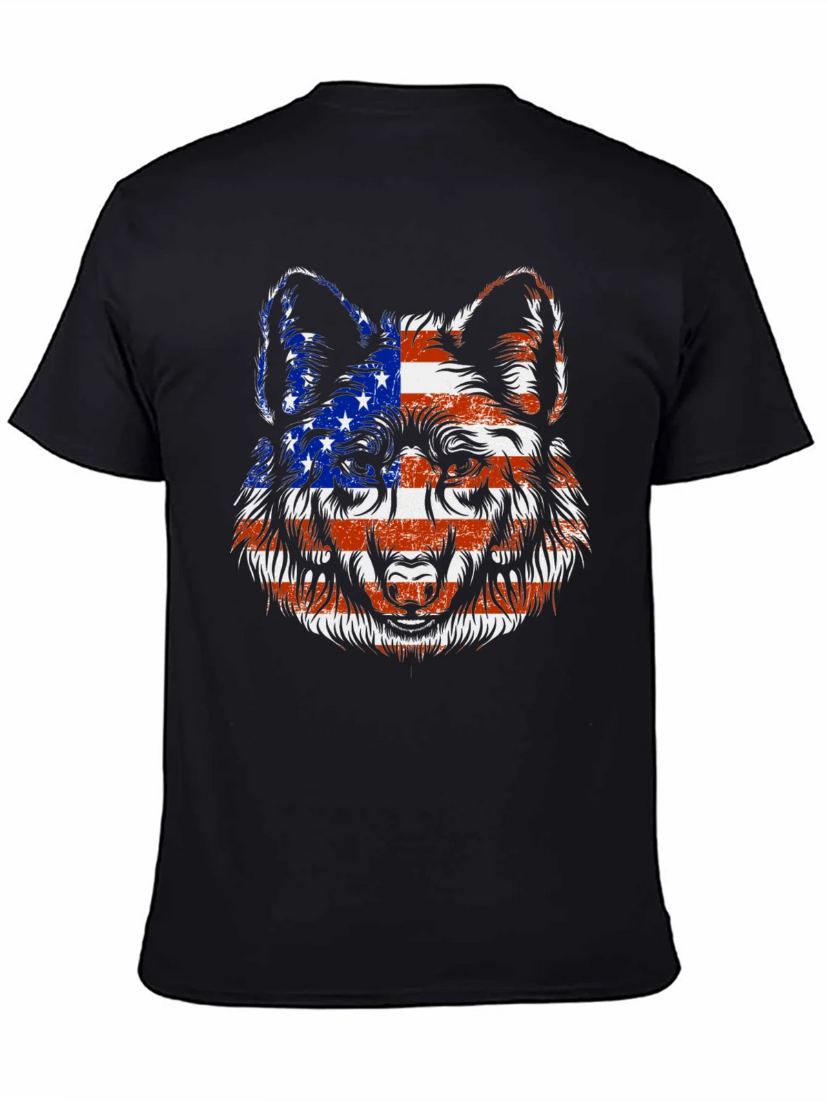 American Flag Wolf Graphic T-Shirt product image 1