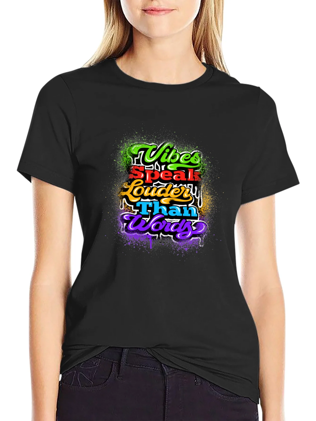 Vibes Speak Louder Than Words Graphic T-Shirt product image 2