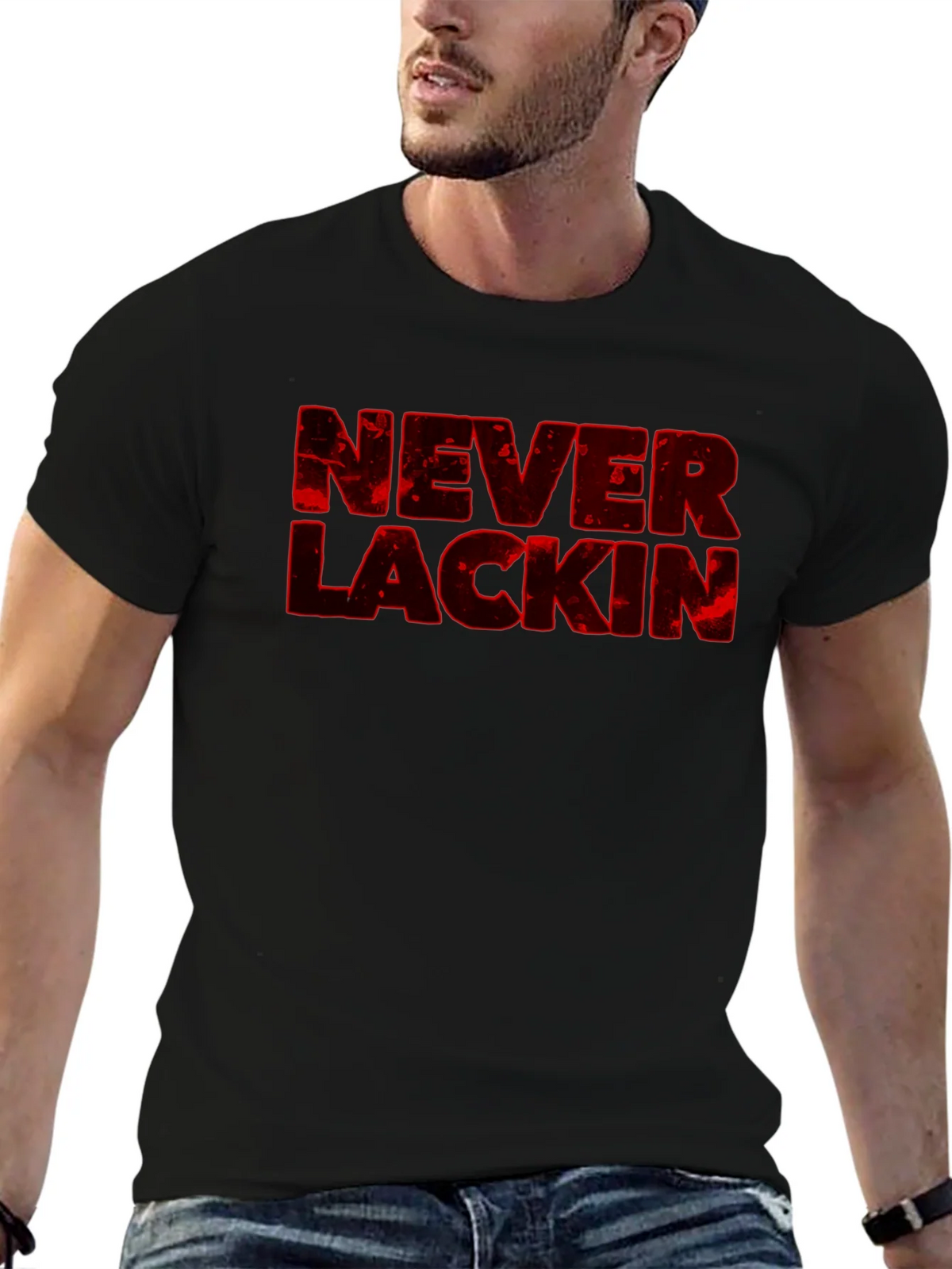 Never Lackin Graphic Print Black T-Shirt product image 6