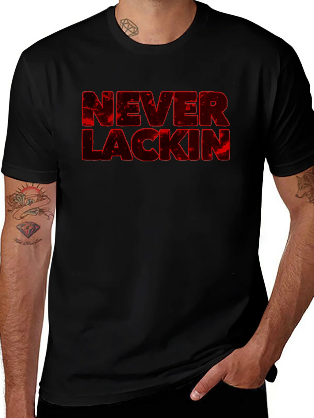 Never Lackin Graphic Print Black T-Shirt product image 1