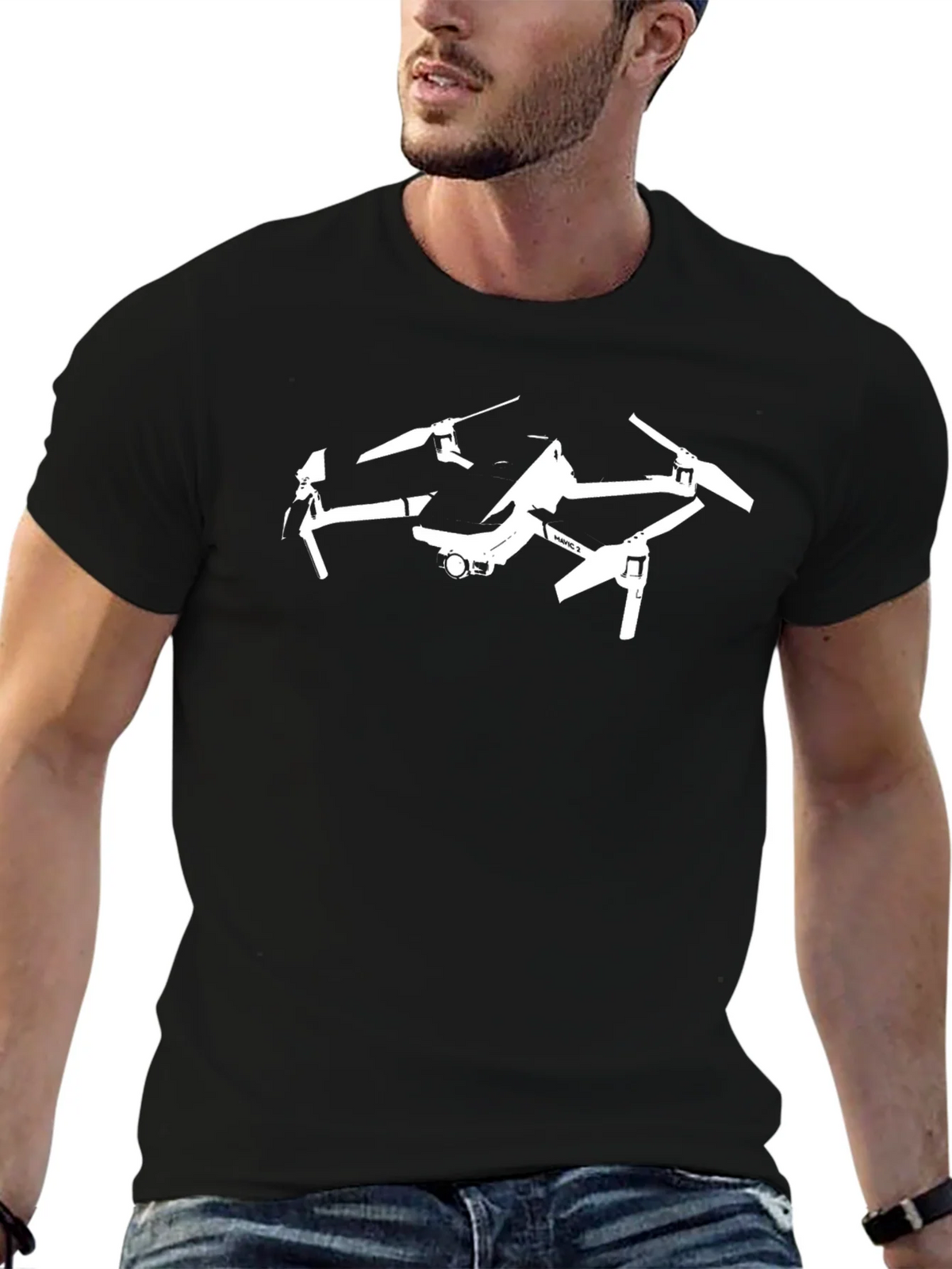 Drone Graphic Tee - Black Cotton Blend T-Shirt product image 4