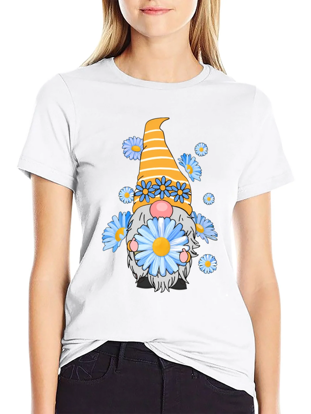 Daisy Gnome Graphic Tee - Whimsical Black T-Shirt product image 4