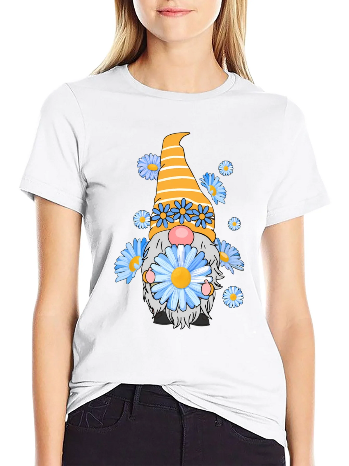 Daisy Gnome Graphic Tee - Whimsical Black T-Shirt product image 4