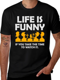 Life Is Funny Graphic T-Shirt - Black Crew Neck product image 1
