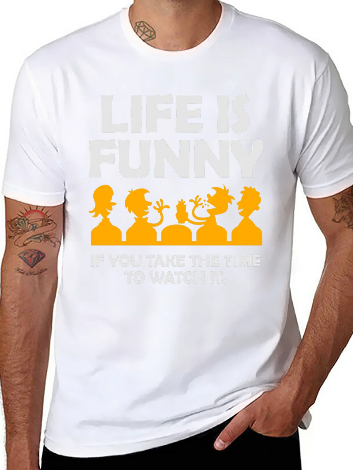 Life Is Funny Graphic T-Shirt - Black Crew Neck product image 7