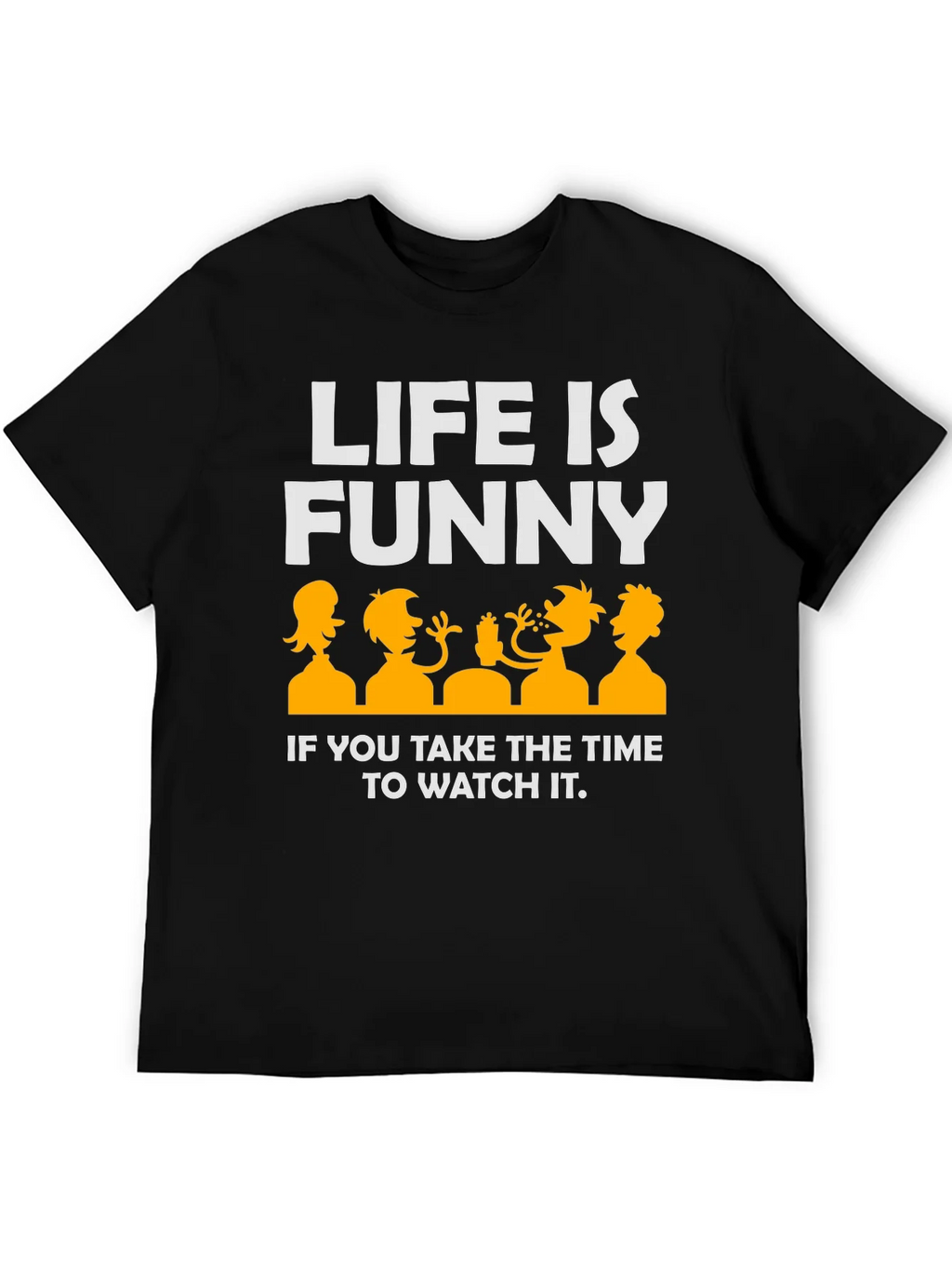 Life Is Funny Graphic T-Shirt - Black Crew Neck product image 5