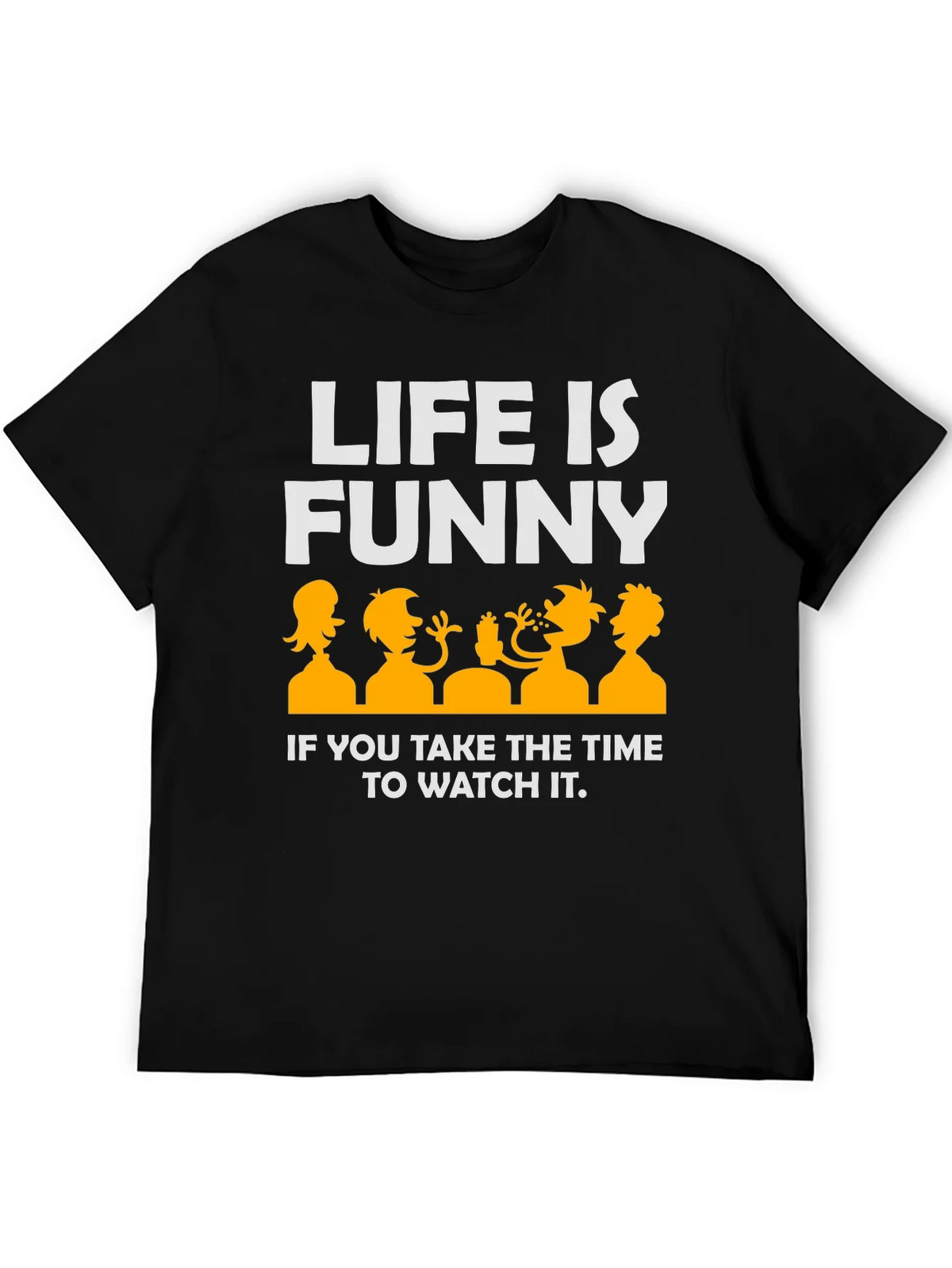 Life Is Funny Graphic T-Shirt - Black Crew Neck product image 5
