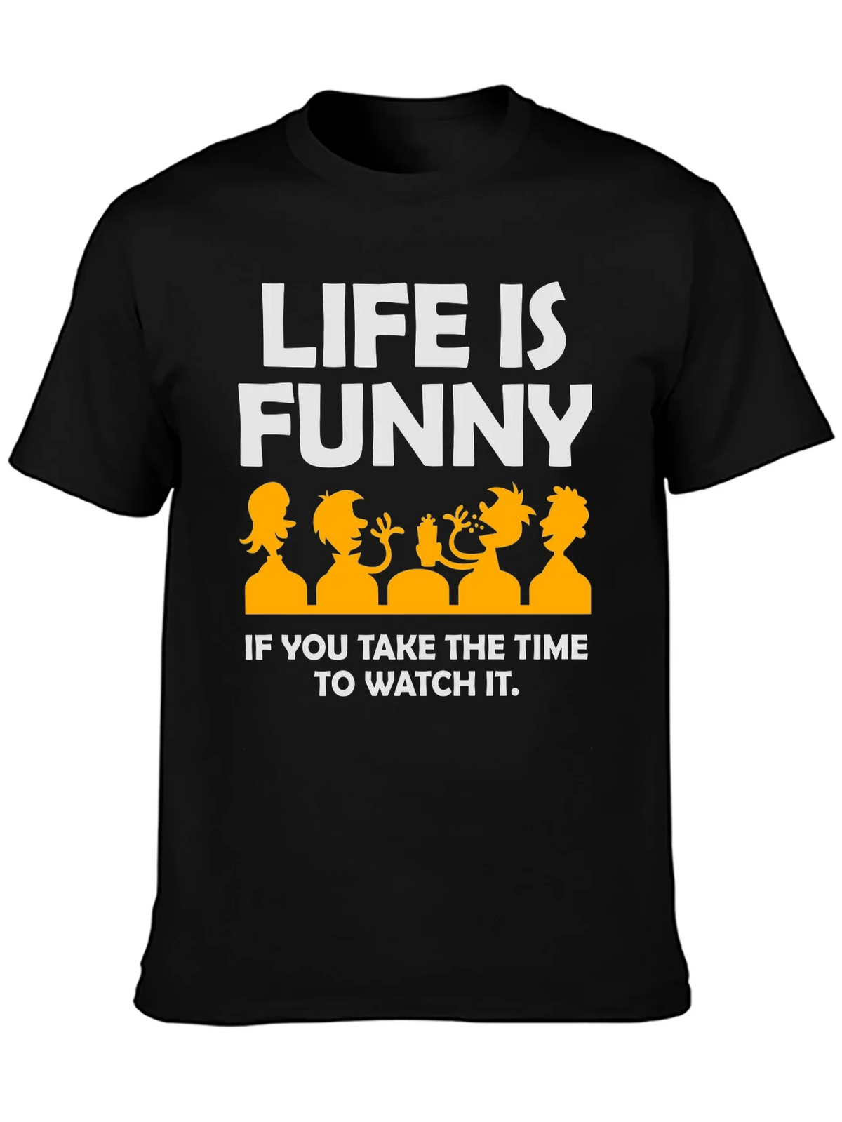 Life Is Funny Graphic T-Shirt - Black Crew Neck product image 3