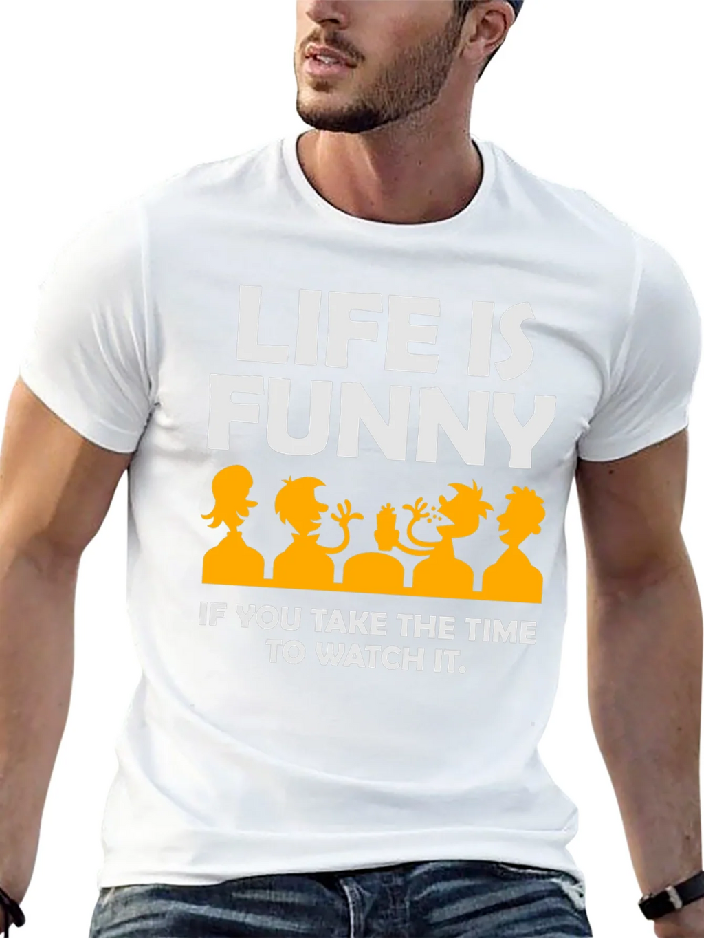 Life Is Funny Graphic T-Shirt - Black Crew Neck product image 12