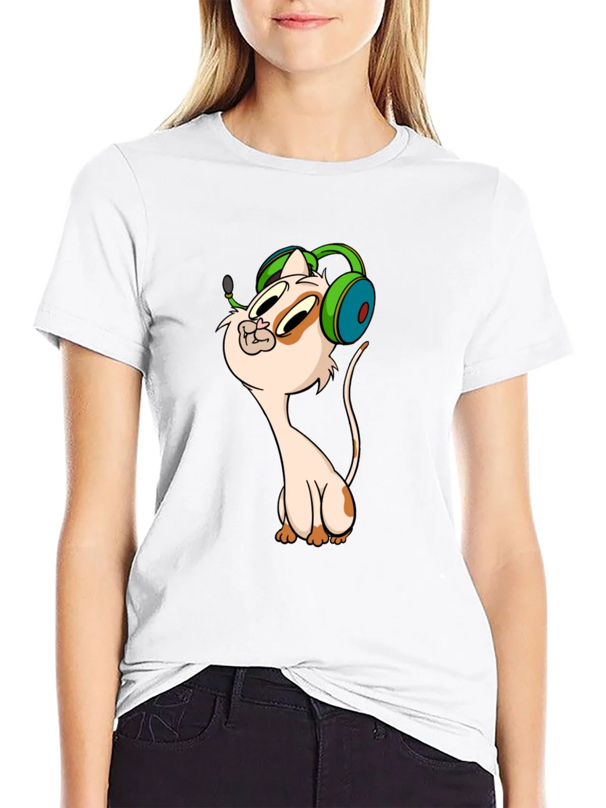 Cartoon Cat Gamer Graphic Tee - Black T-Shirt product image 8