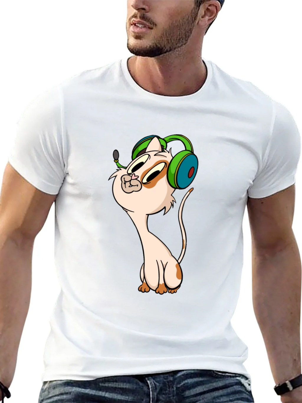 Cartoon Cat Gamer Graphic Tee - Black T-Shirt product image 12