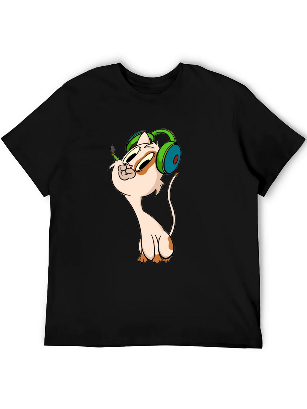 Cartoon Cat Gamer Graphic Tee - Black T-Shirt product image 5