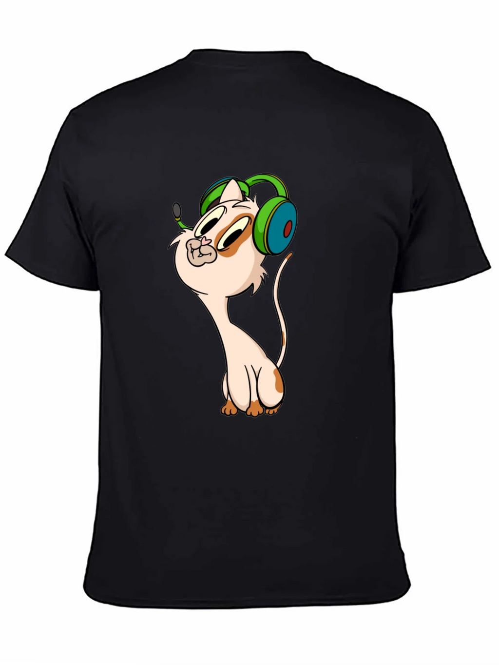 Cartoon Cat Gamer Graphic Tee - Black T-Shirt product image 4