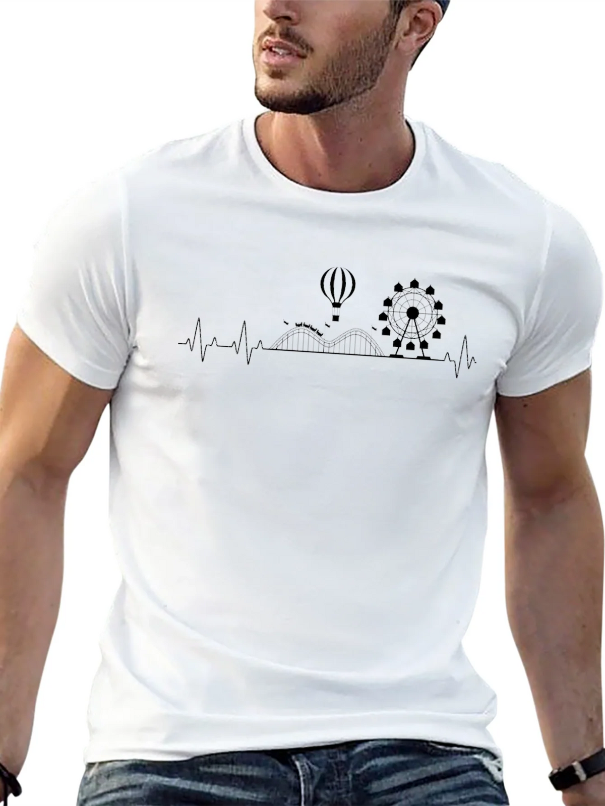 Amusement Park Heartbeat Graphic Tee - Black product image 12