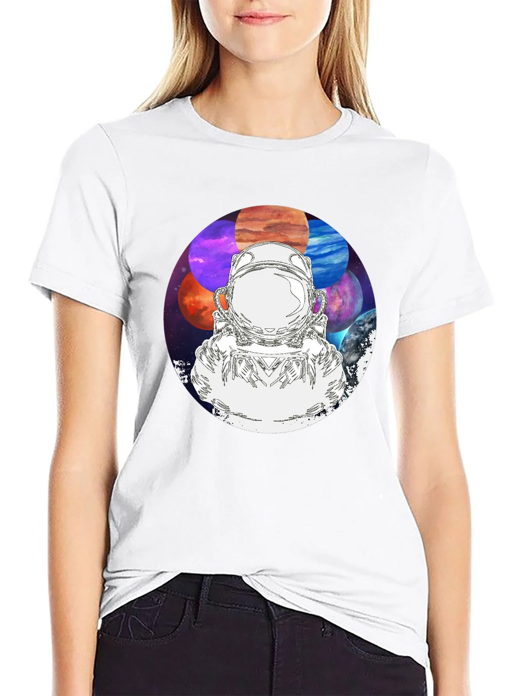 Astronaut & Planets Graphic Black T-Shirt product image 6