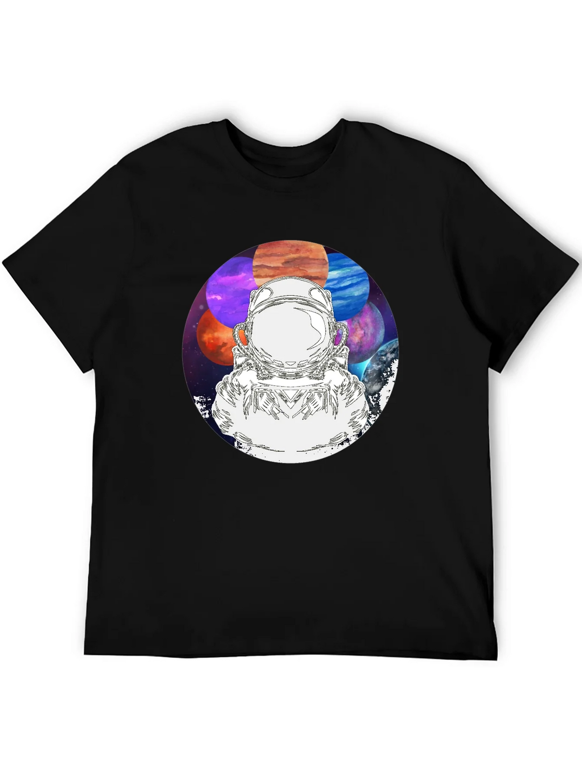 Astronaut & Planets Graphic Black T-Shirt product image 4