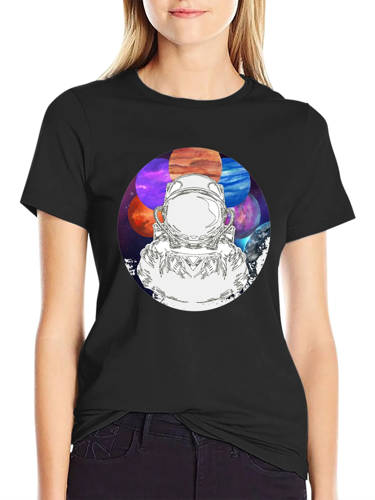 Astronaut & Planets Graphic Black T-Shirt product image 2