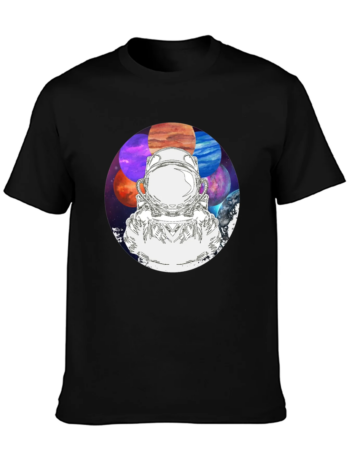 Astronaut & Planets Graphic Black T-Shirt product image 3