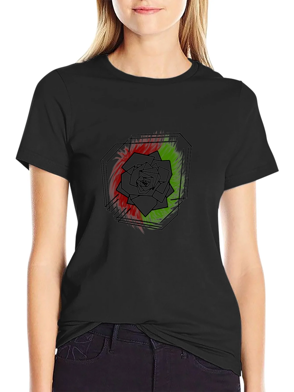 Abstract Rose Graphic Black T-Shirt product image 1