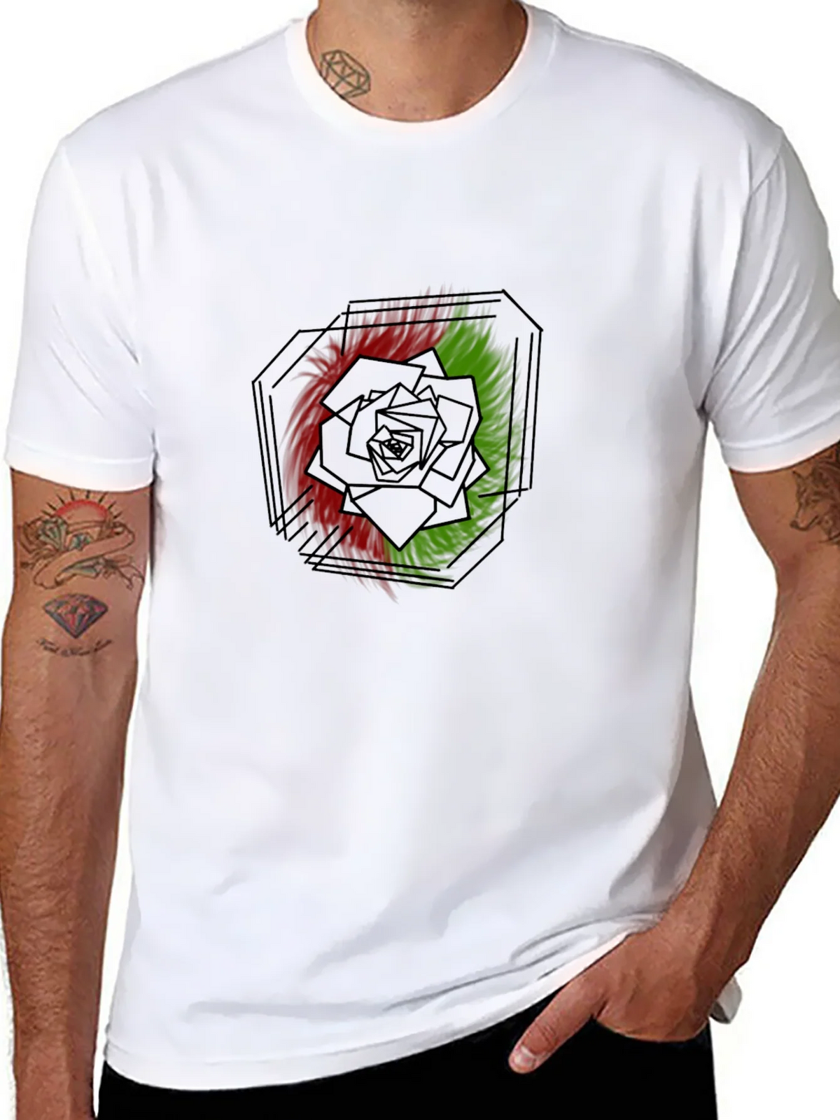 Abstract Rose Graphic Black T-Shirt product image 2