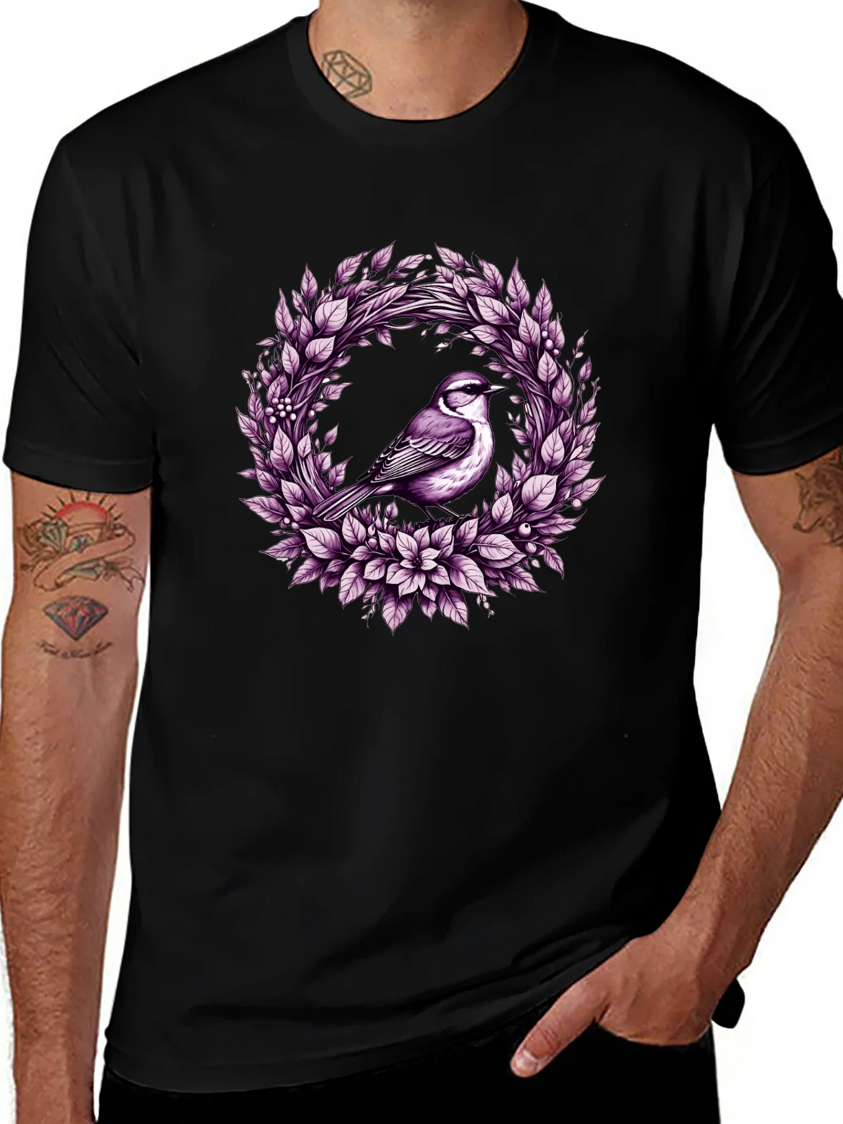 Bird & Floral Wreath Graphic Tee product image 1