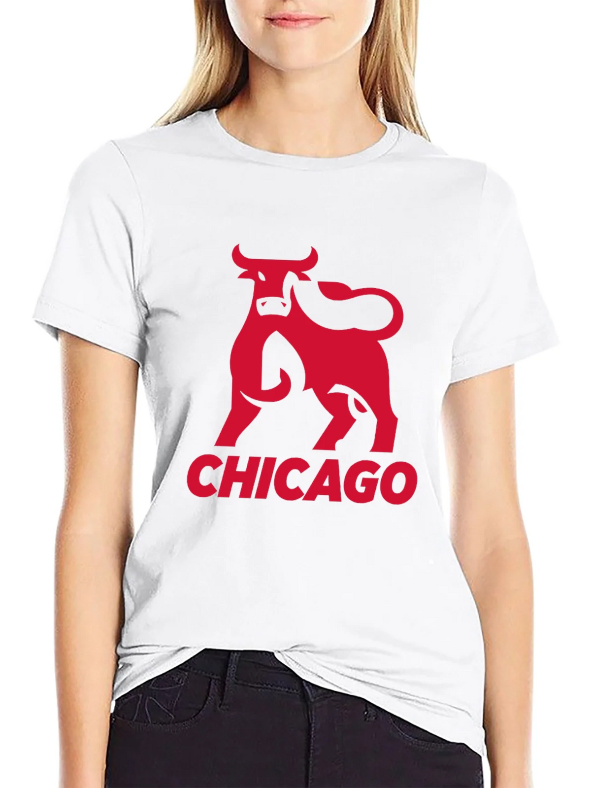 Chicago Bulls Graphic Tee - Red Bull Print on Black product image 7