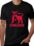 Chicago Bulls Graphic Tee - Red Bull Print on Black product image 1