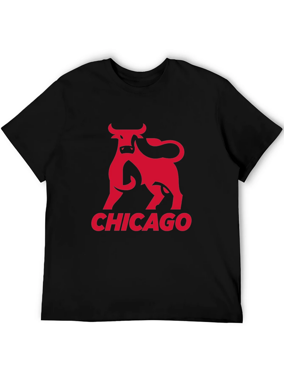 Chicago Bulls Graphic Tee - Red Bull Print on Black product image 5