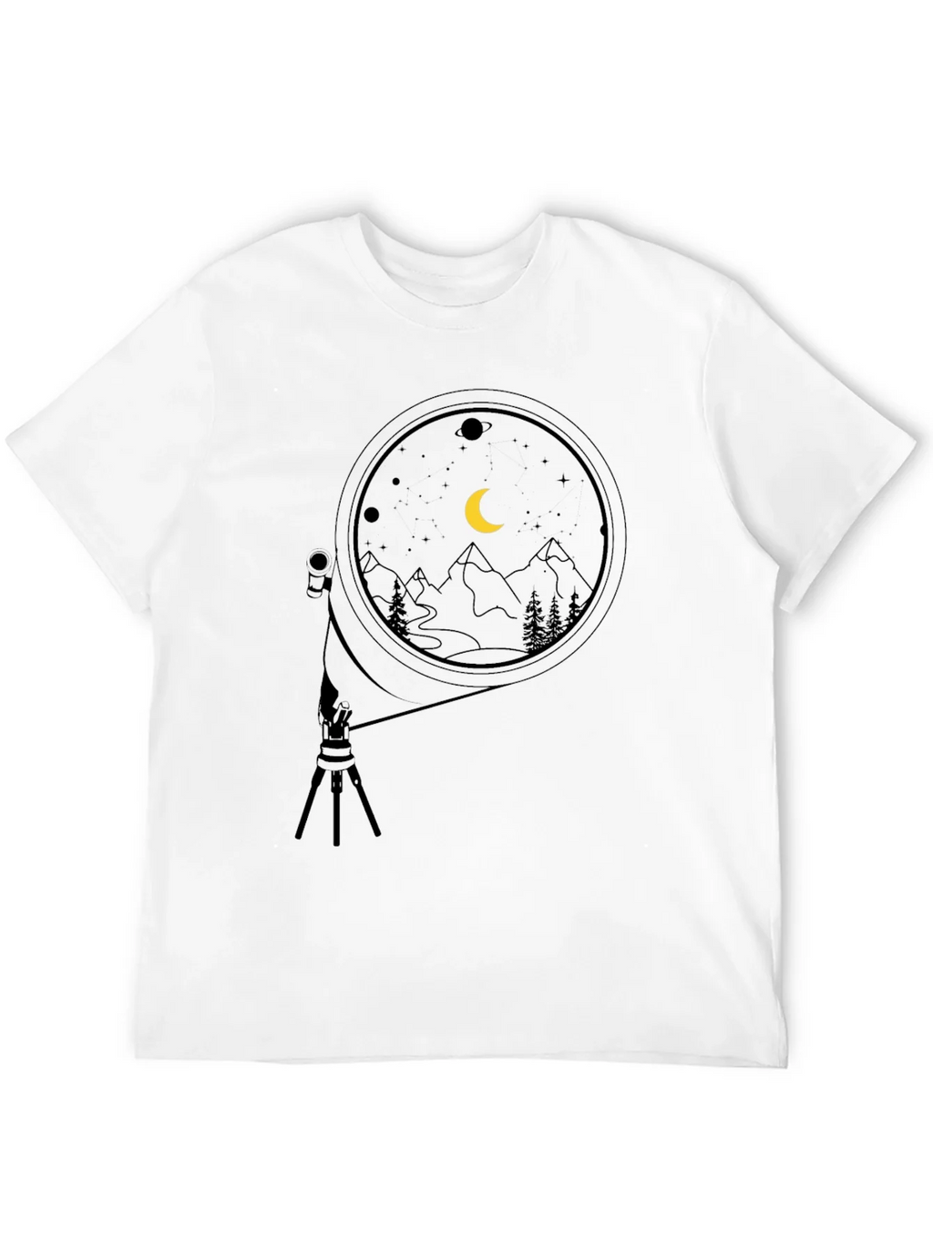 Night Sky Telescope Graphic Tee - Black Cotton product image 11