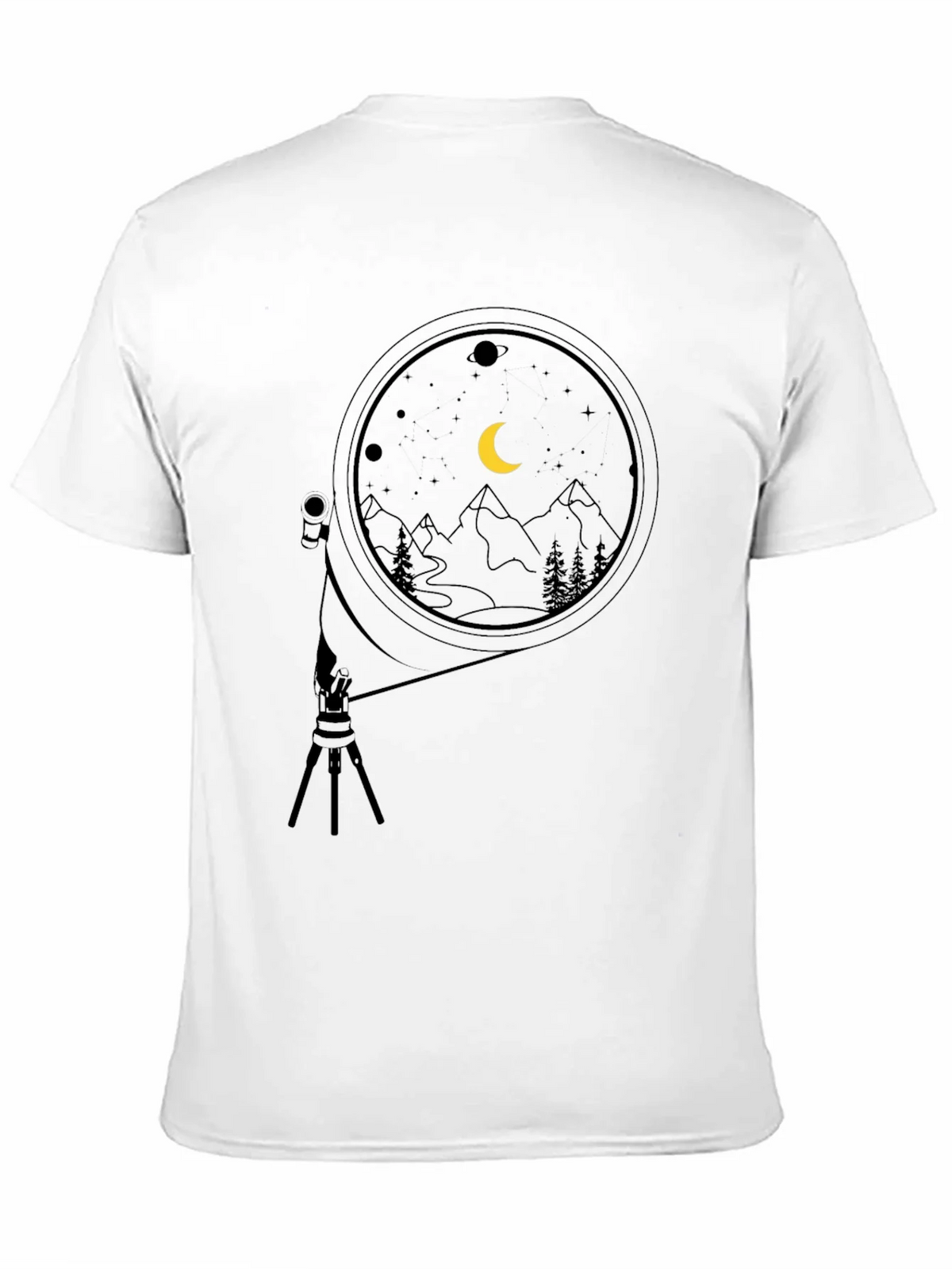 Night Sky Telescope Graphic Tee - Black Cotton product image 10