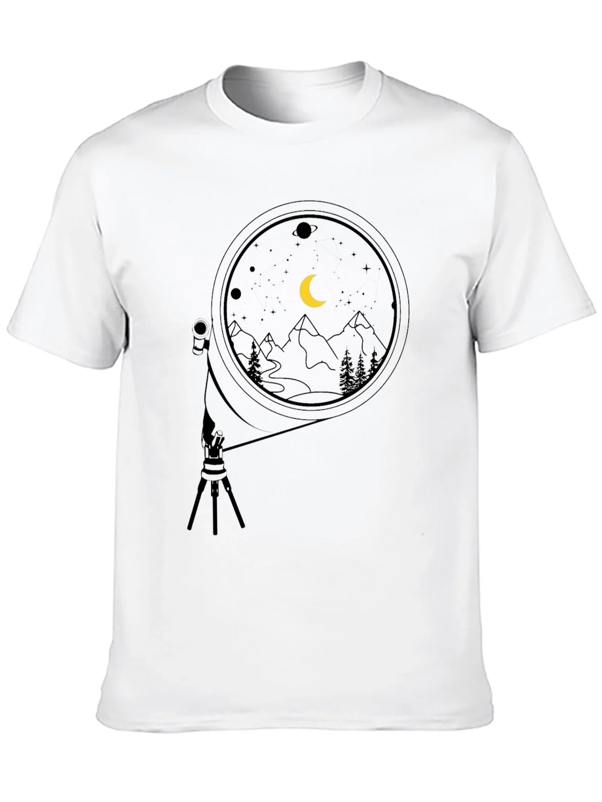 Night Sky Telescope Graphic Tee - Black Cotton product image 9