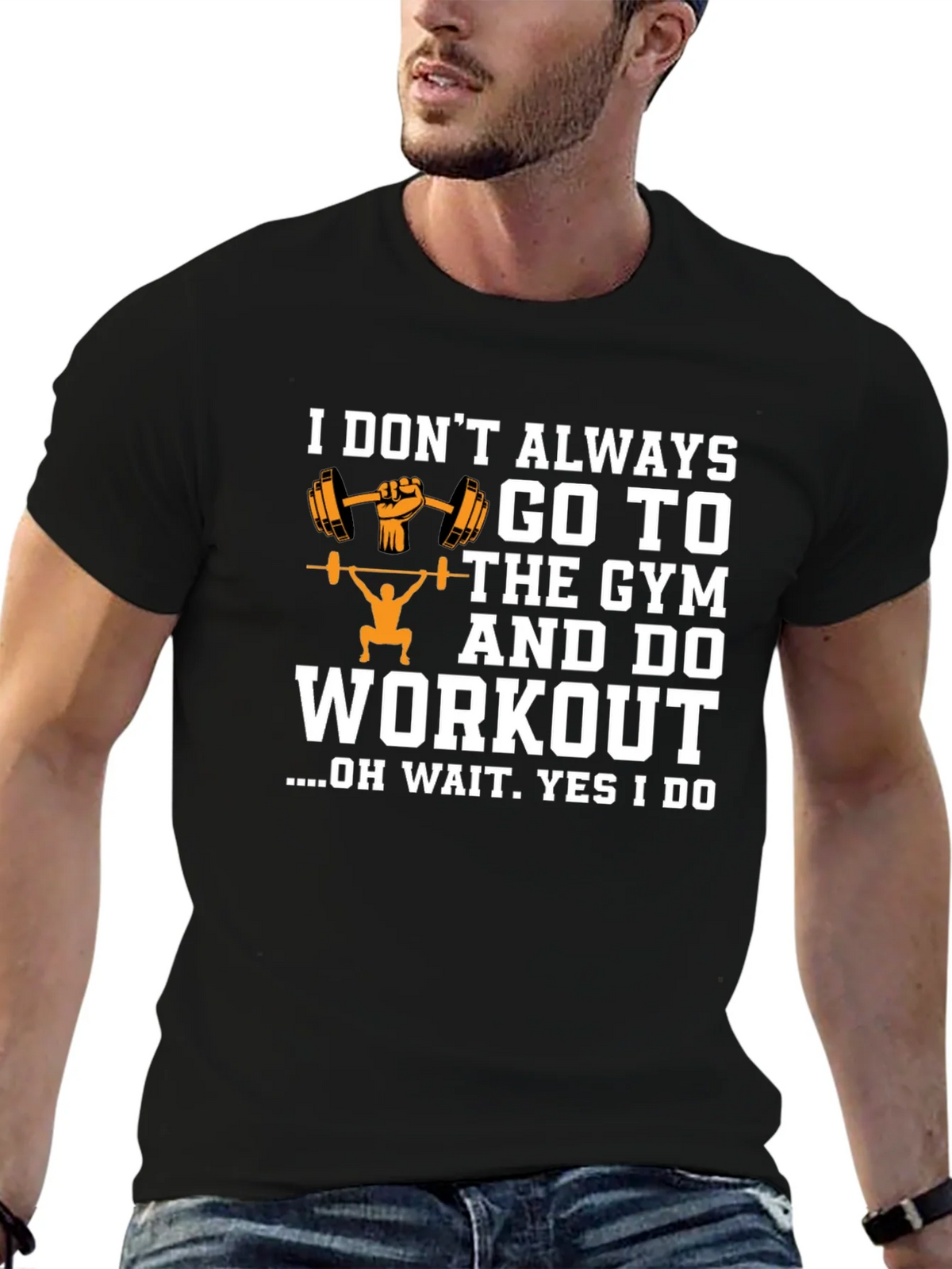 Gym Workout Graphic T-Shirt - Black product image 6