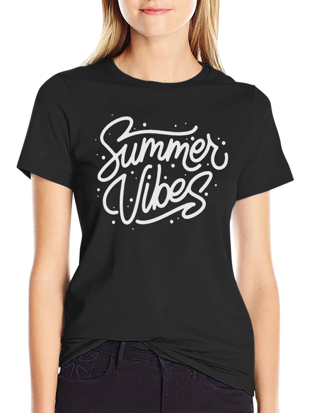 Summer Vibes Graphic Tee - Black Cotton T-Shirt product image 2