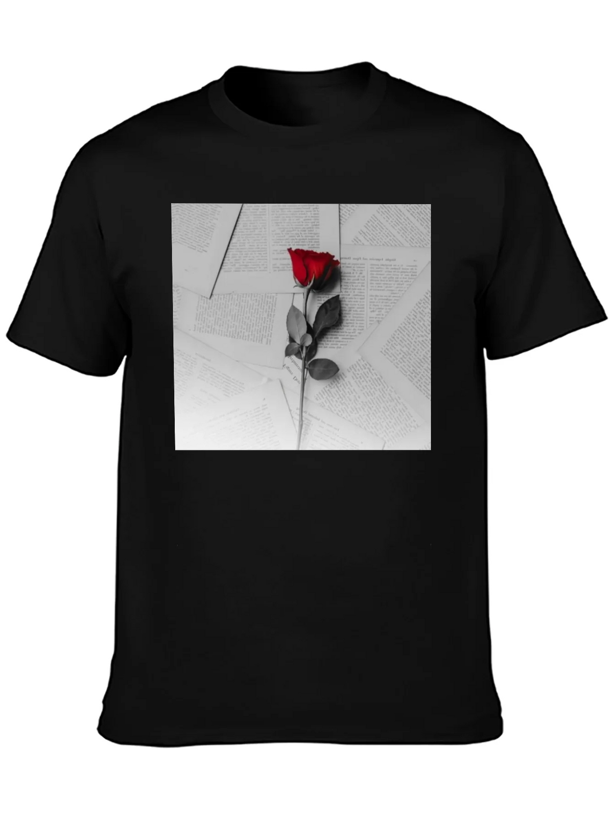Red Rose on Books Graphic Tee - Trendy Style product image 3