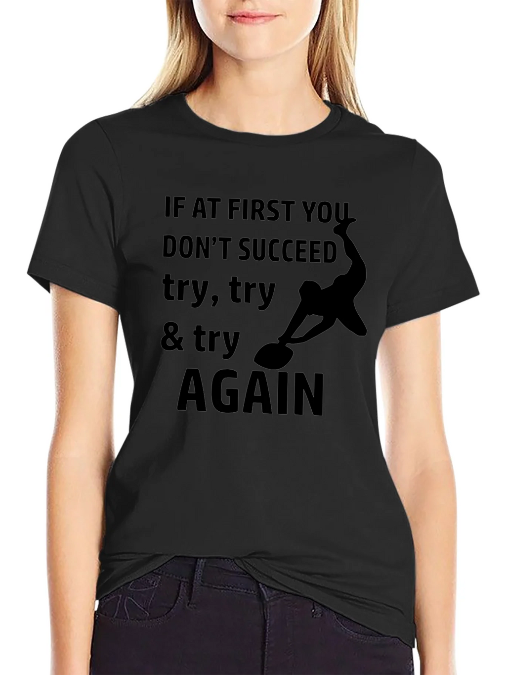 Try Again Black Graphic Tee - Inspirational Print product image 2