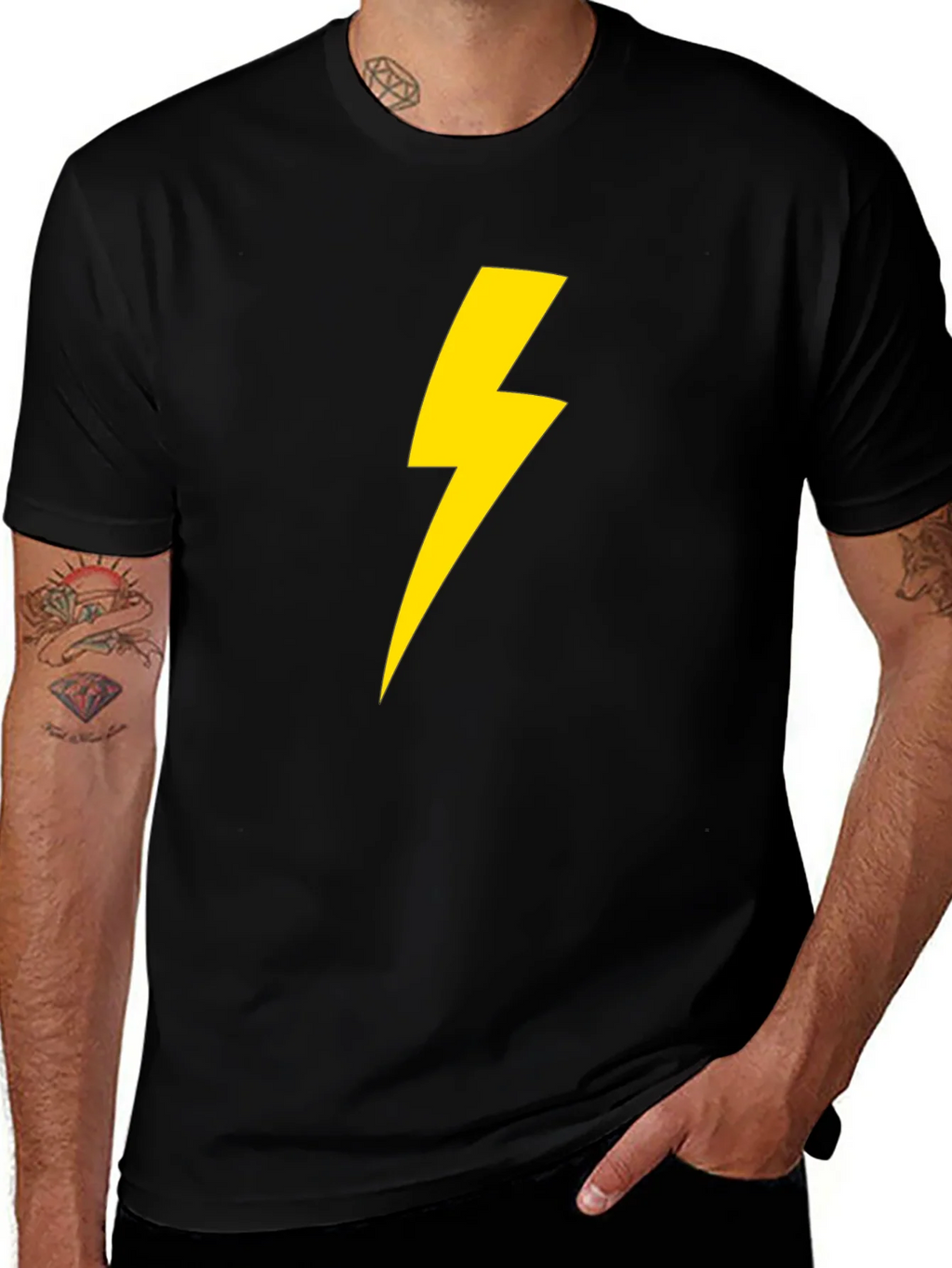 Lightning Bolt Graphic Tee - Black Cotton T-Shirt product image 1