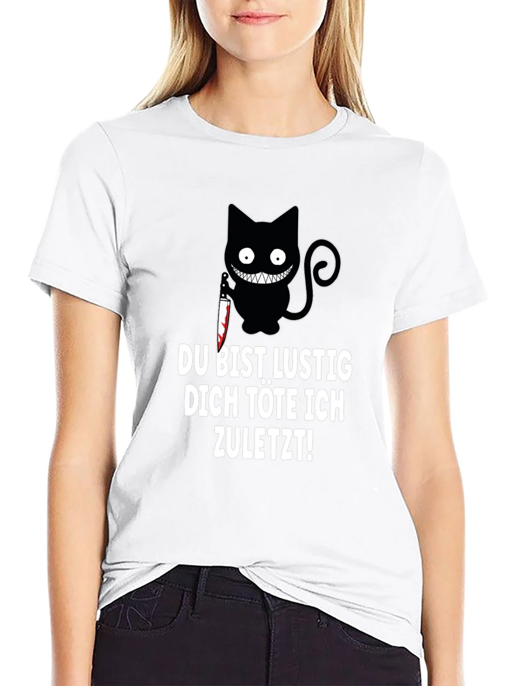 Creepy Cat Knife T-Shirt: Du Bist Lustig... product image 5