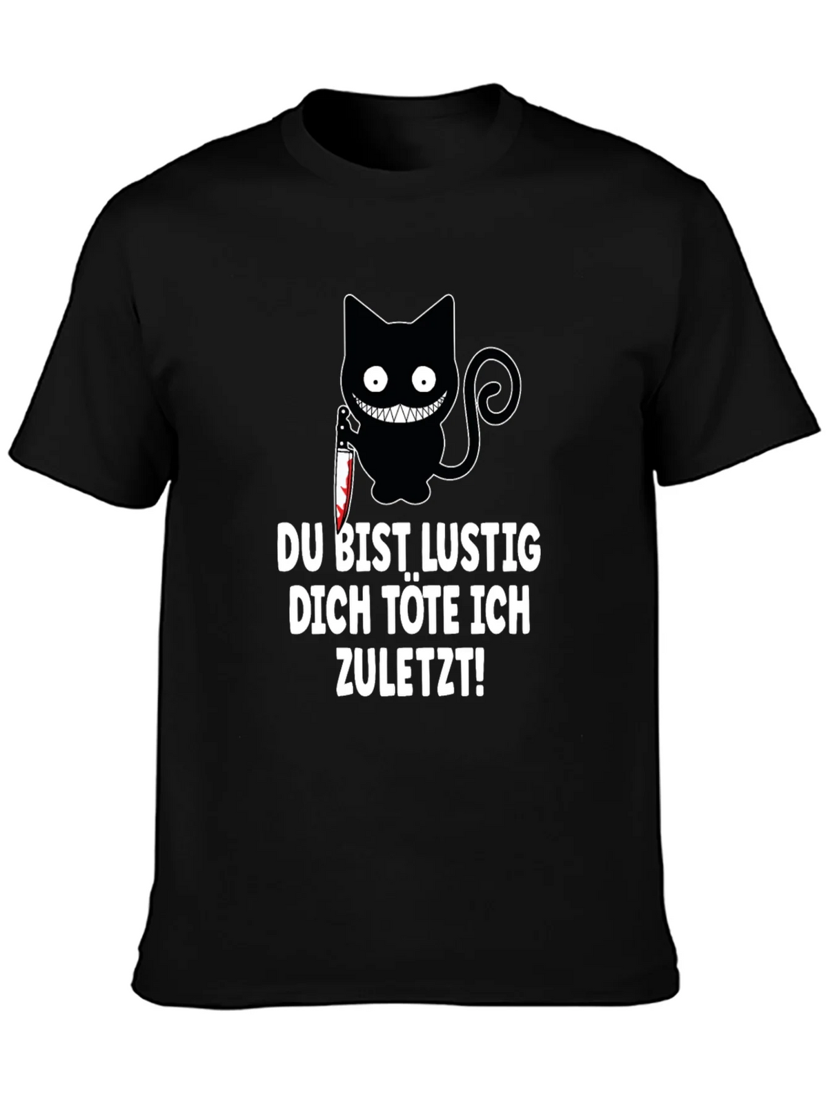 Creepy Cat Knife T-Shirt: Du Bist Lustig... product image 1